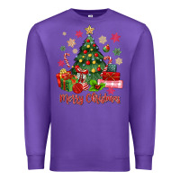 Purple merry christmas tree with gift box Premium Sweatshirt - MaliasSmallBusiness