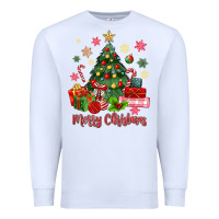 White merry christmas tree with gift box Premium Sweatshirt - MaliasSmallBusiness