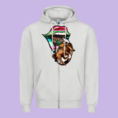Serape Cowboy Tongue Zipper Hoodie Designed By Jasminsmagicworld