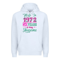 White made in 1972, 50 years of being awesome Premium Hoodie - Jasminsmagicworld