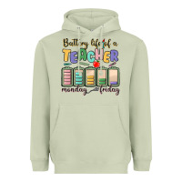 Matcha battery life of a teacher monday friday Heavyweight Hoodie - MaliasSmallBusiness