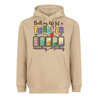 Mushroom battery life of a teacher monday friday Heavyweight Hoodie - MaliasSmallBusiness