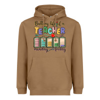 Toasted Coconut battery life of a teacher monday friday Heavyweight Hoodie - MaliasSmallBusiness