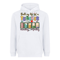 White battery life of a teacher monday friday Heavyweight Hoodie - MaliasSmallBusiness