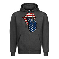 Charcoal Heather America 4th Of July Tongue Zipper Hoodie - Jasminsmagicworld