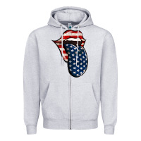 Heather Grey America 4th Of July Tongue Zipper Hoodie - Jasminsmagicworld