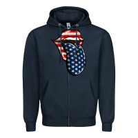 Navy America 4th Of July Tongue Zipper Hoodie - Jasminsmagicworld