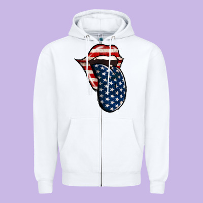 America 4th Of July Tongue Zipper Hoodie Designed By Jasminsmagicworld