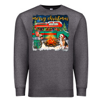 Charcoal Heather Merry Christmas with camper van Premium Sweatshirt - NancyCooperArtShop