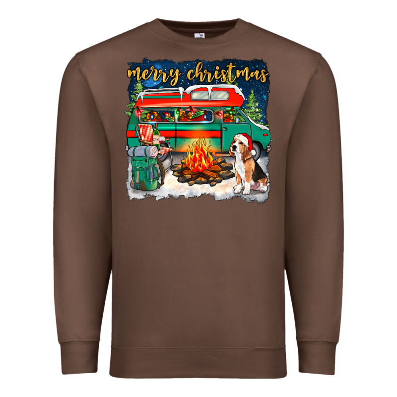 Merry Christmas With Camper Van Premium Sweatshirt by NancyCooperArtShop | Teevron