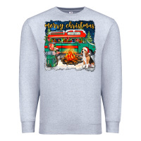 Heather Grey Merry Christmas with camper van Premium Sweatshirt - NancyCooperArtShop