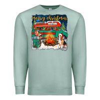 Seafoam Merry Christmas with camper van Premium Sweatshirt - NancyCooperArtShop