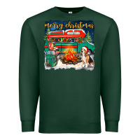 Sports Green Merry Christmas with camper van Premium Sweatshirt - NancyCooperArtShop