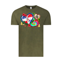 Vintage Olive western leopard  dominican republic  hearts Vintage Tee - AdoDesignShop