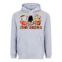 Heather Grey meowy christmas cats coffee cups Heavyweight Hoodie - MaliasSmallBusiness