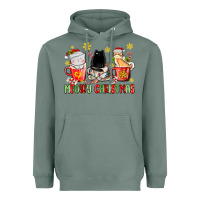 Sage meowy christmas cats coffee cups Heavyweight Hoodie - MaliasSmallBusiness