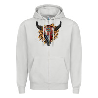 Dove Grey American Bull Skull Zipper Hoodie - Jasminsmagicworld