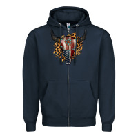 Navy American Bull Skull Zipper Hoodie - Jasminsmagicworld