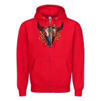 Red American Bull Skull Zipper Hoodie - Jasminsmagicworld