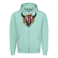 Seafoam American Bull Skull Zipper Hoodie - Jasminsmagicworld