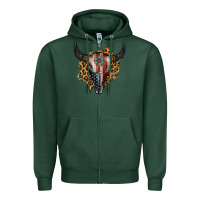 Sports Green American Bull Skull Zipper Hoodie - Jasminsmagicworld
