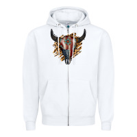 White American Bull Skull Zipper Hoodie - Jasminsmagicworld