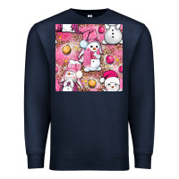 Navy Pink Christmas cute snowman Premium Sweatshirt - NancyCooperArtShop