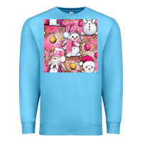 Ocean Blue Pink Christmas cute snowman Premium Sweatshirt - NancyCooperArtShop