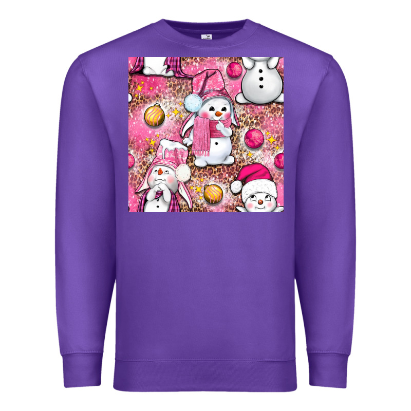 Pink Christmas Cute Snowman Premium Sweatshirt by NancyCooperArtShop | Teevron