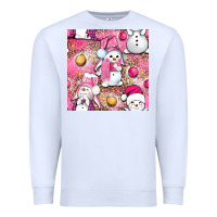 White Pink Christmas cute snowman Premium Sweatshirt - NancyCooperArtShop