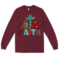 Burgundy cross and christmas trees Long Sleeve Tee - AdoDesignShop