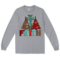 Heather Grey cross and christmas trees Long Sleeve Tee - AdoDesignShop