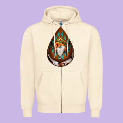Aztec Bullskull Teardrop Earrings Zipper Hoodie Designed By Jasminsmagicworld