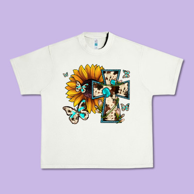 Cross With Sunflower Urban Heavy Tee Designed By Jahusdesignshop