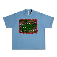 Pebble Blue christmas green plaid background Urban Heavy Tee - BarkalooDesign
