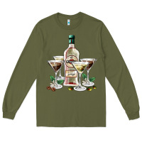 Army Green martini glasses and martini bottle Long Sleeve Tee - AdoDesignShop