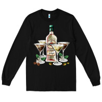 Black martini glasses and martini bottle Long Sleeve Tee - AdoDesignShop