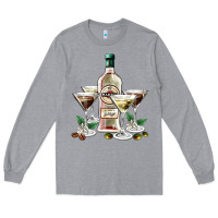 Heather Grey martini glasses and martini bottle Long Sleeve Tee - AdoDesignShop