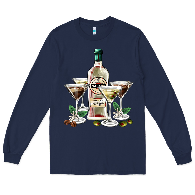 Martini Glasses And Martini Bottle Long Sleeve Tee by AdoDesignShop | Teevron