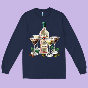 Martini Glasses And Martini Bottle Long Sleeve Tee Designed By Adodesignshop