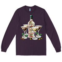 Plum martini glasses and martini bottle Long Sleeve Tee - AdoDesignShop