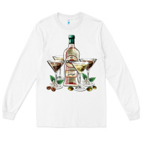 White martini glasses and martini bottle Long Sleeve Tee - AdoDesignShop
