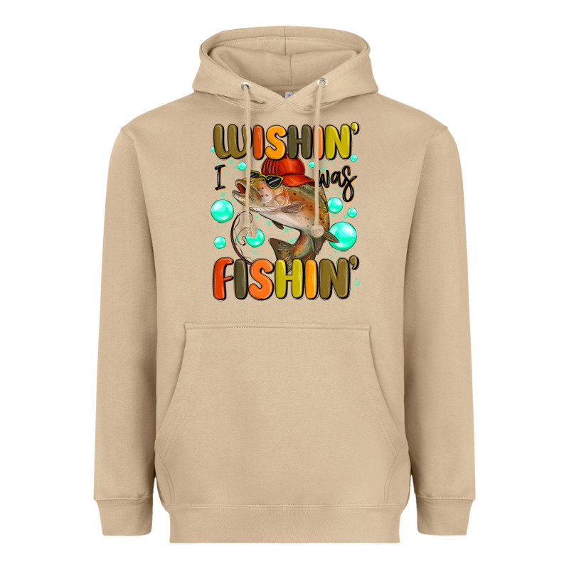 Wishing I Was Fishing Heavyweight Hoodie by MaliasSmallBusiness | Teevron