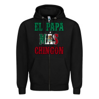 Black El Papa Mas Chingon Mexican Flag Zipper Hoodie - Jasminsmagicworld