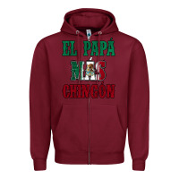 Burgundy El Papa Mas Chingon Mexican Flag Zipper Hoodie - Jasminsmagicworld