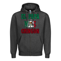 Charcoal Heather El Papa Mas Chingon Mexican Flag Zipper Hoodie - Jasminsmagicworld
