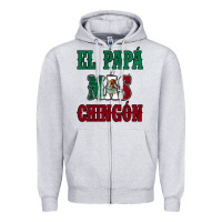 Heather Grey El Papa Mas Chingon Mexican Flag Zipper Hoodie - Jasminsmagicworld