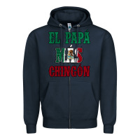 Navy El Papa Mas Chingon Mexican Flag Zipper Hoodie - Jasminsmagicworld