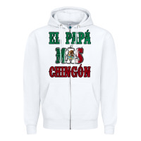 White El Papa Mas Chingon Mexican Flag Zipper Hoodie - Jasminsmagicworld