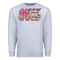 Heather Grey Pink Christmas crocin' around the Christmas tree Premium Sweatshirt - NancyCooperArtShop